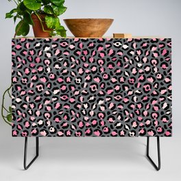 Pink Grey Leopard Pattern Credenza