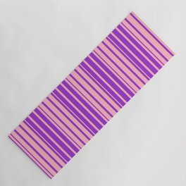 [ Thumbnail: Dark Orchid & Light Pink Colored Lined Pattern Yoga Mat ]