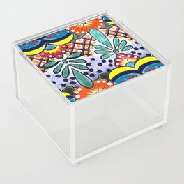 Colorful Talavera, Yellow Accent, Large, Mexican Tile Design Acrylic Box