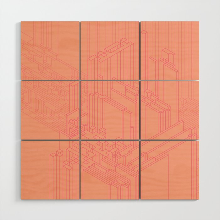 Peach Pie Tech City Wood Wall Art