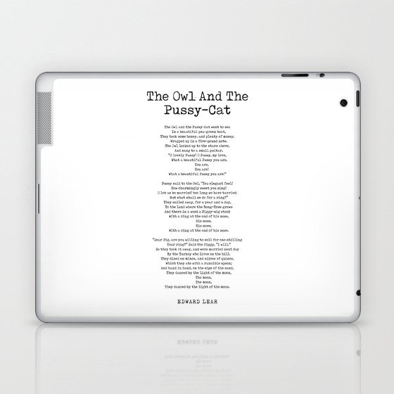 The Owl And The Pussy-Cat - Edward Lear Poem - Literature - Typewriter Print 1 Laptop & iPad Skin
