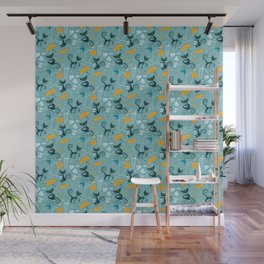 Mid century modern atomic style cats and cocktails Wall Mural