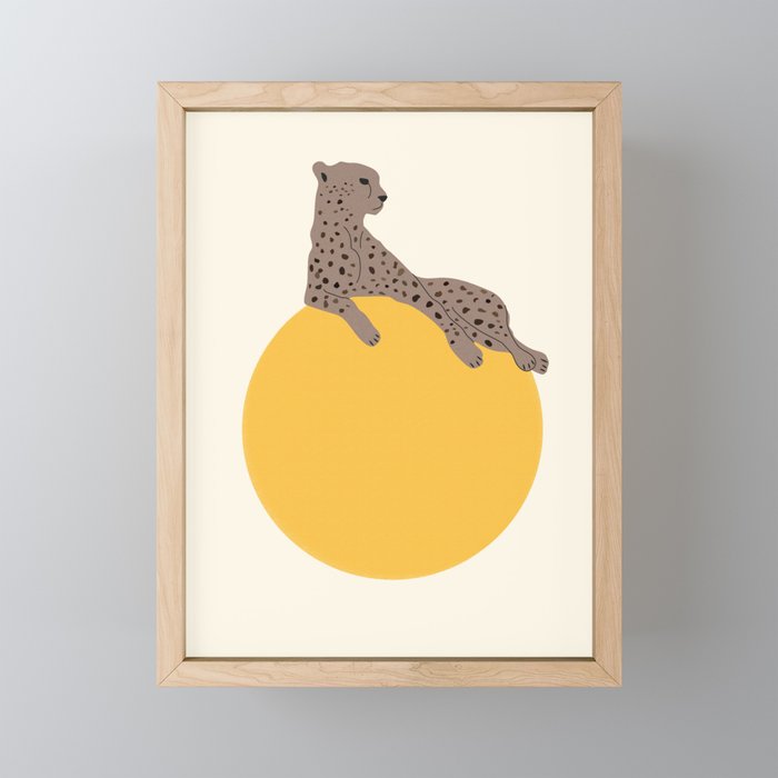 Leopard and sun Framed Mini Art Print