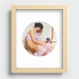 Violets, Sweet Violets "Girl with a beautiful transparent Summer pink Dress" John William Godward Recessed Framed Print