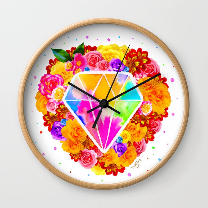 Flowered Diamond Wall Clock