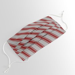 [ Thumbnail: Dark Gray and Maroon Colored Stripes Pattern Face Mask ]