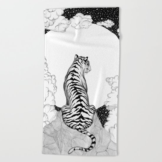 Tiger Moon Beach Towel
