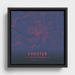 Chester, United Kingdom - Neon Framed Canvas