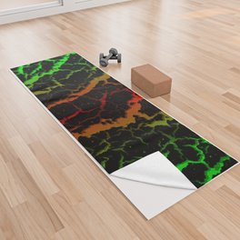 Cracked Space Lava - Green/Red Yoga Towel