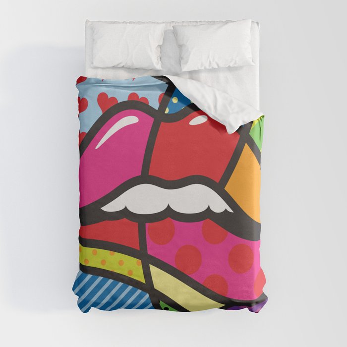 Sensual Lips: Modern Pop Art Fusion of Sexy, Kiss, and Love Duvet Cover