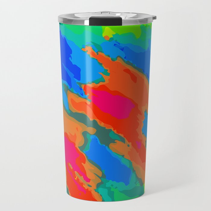 blue red orange and green painting abstract background Travel Mug