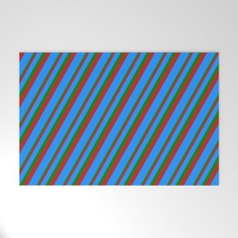 [ Thumbnail: Red, Blue, and Green Colored Stripes Pattern Welcome Mat ]
