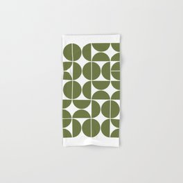 Mid Century Modern Geometric 04 Olive Green Hand & Bath Towel