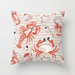 Crustacean Sea - Sand  Throw Pillow
