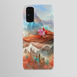 whimsical watercolor mountain Android Case