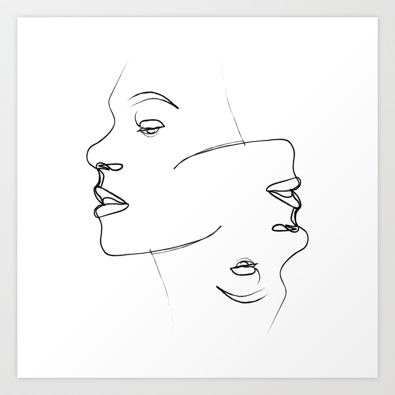 Profile Collection Two Faces Art Print By Aelissedesign Society6,Perspective Head Tilt Reference