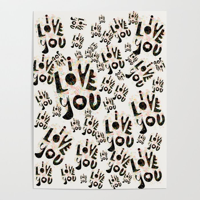 I Love You Graffiti Street Art Pattern  Poster