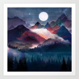 Mountain Lake Under the Stars Art Print