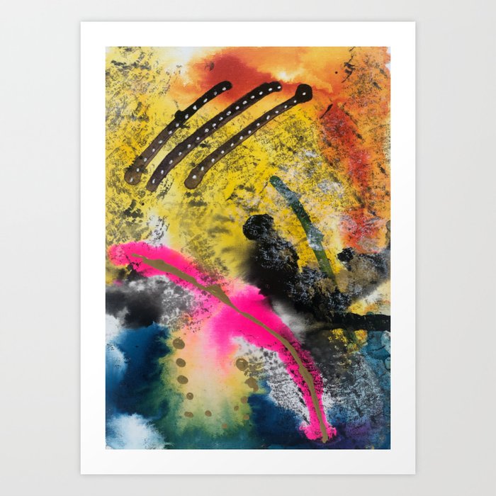 Vivid Wet Newspaper Inspired Abstract Art Print By Vndesigns