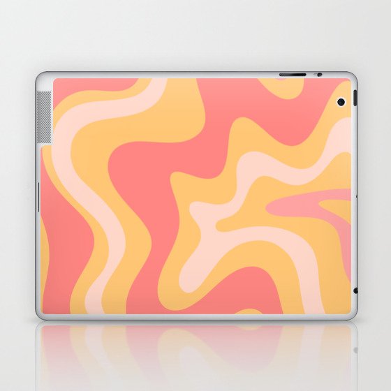 Liquid Swirl Retro Modern Abstract Pattern Blush Pink Mustard Laptop & iPad Skin