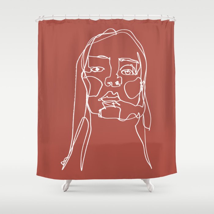 LINE ART FEMALE PORTRAITS I-III-IX Shower Curtain