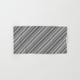 [ Thumbnail: Dark Grey and Dim Grey Colored Lined/Striped Pattern Hand & Bath Towel ]