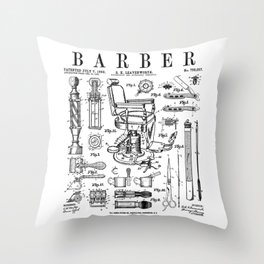 Barber Hairdresser Hairstylist Barbershop Vintage Patent Throw Pillow