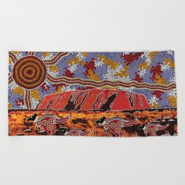 Uluru (Ayers Rock) Authentic Aboriginal Art Beach Towel