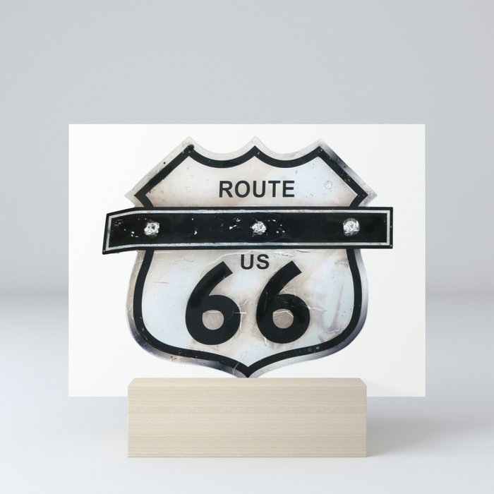 Vintage Route 66 USA America Highway Sign Mini Art Print