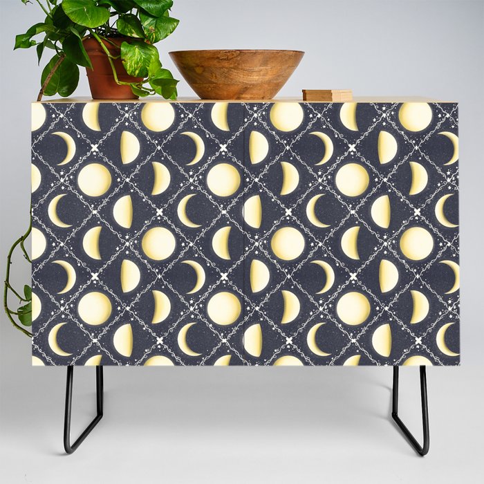 Celestial Moon Phases Pattern Credenza