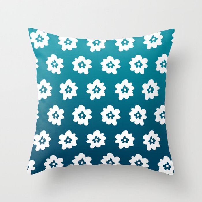 Gradient and whimsical line drawing blossom pattern 10 Throw Pillow