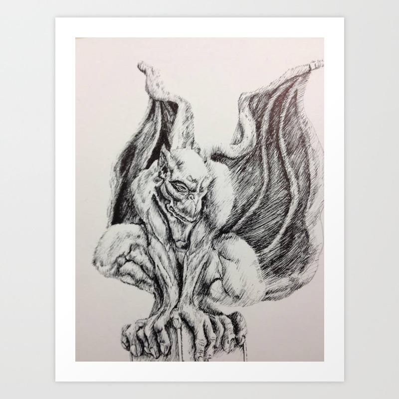 Prints Gargoyle Drawing Pencil Art Collectibles Truongsinhhoc Com Vn