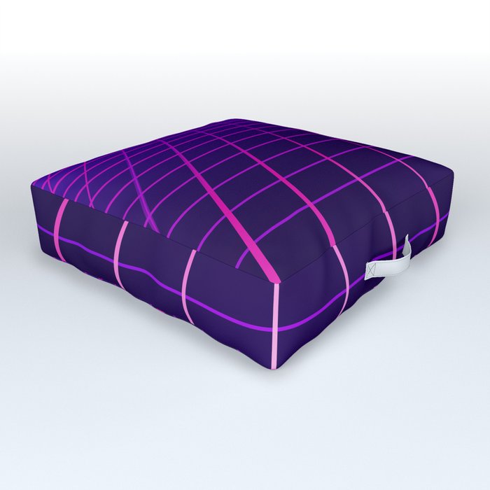 Minimal Synthwave Grid Lines Outdoor Floor Cushion