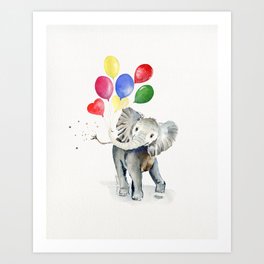 Happy Baby Elephant  Art Print