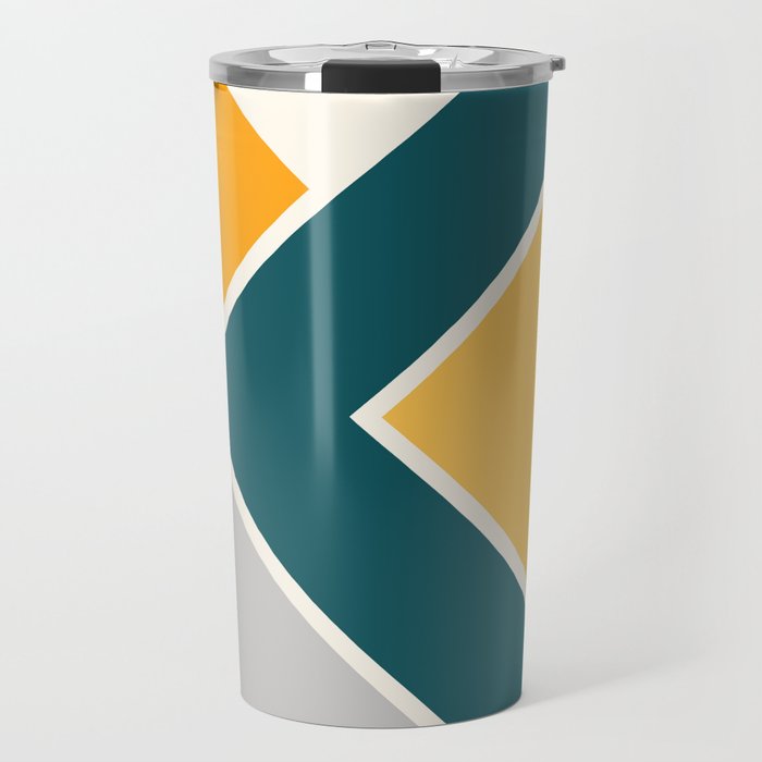 Navy blue arrow with colorful triangles Travel Mug