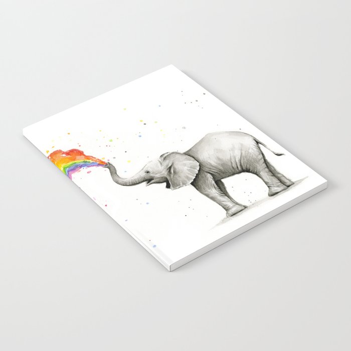 Baby Elephant Spraying Rainbow Notebook
