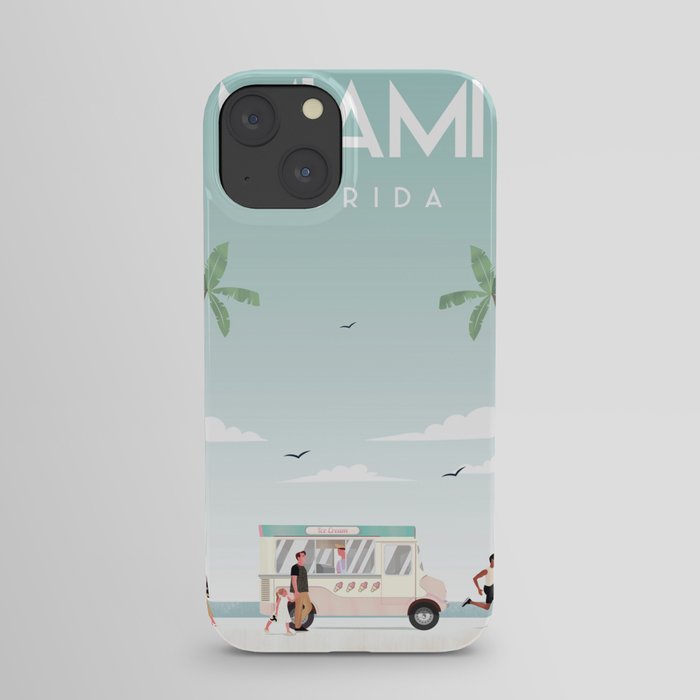 Miami Florida Beach travel poster iPhone Case