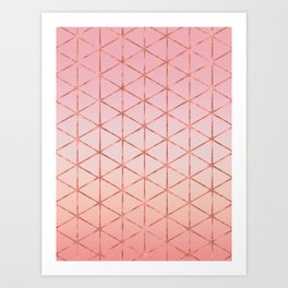 Triangle Pattern - Rose Gold Art Print