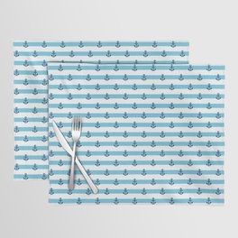 Blue and white stripes with anchors Placemat