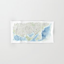Toronto Canada Watercolor city map Hand & Bath Towel