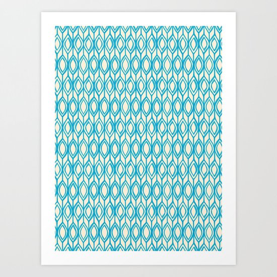 Tulip Knit in blue & cream Art Print