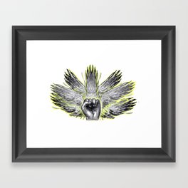 surreal winged hand mystical Feathered animal  Framed Art Print