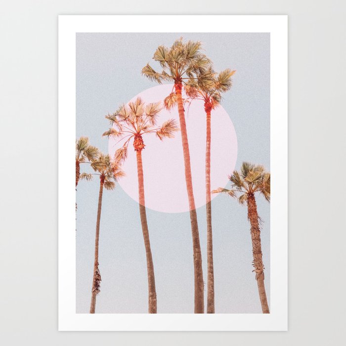 06_Palm trees pink sun Art Print