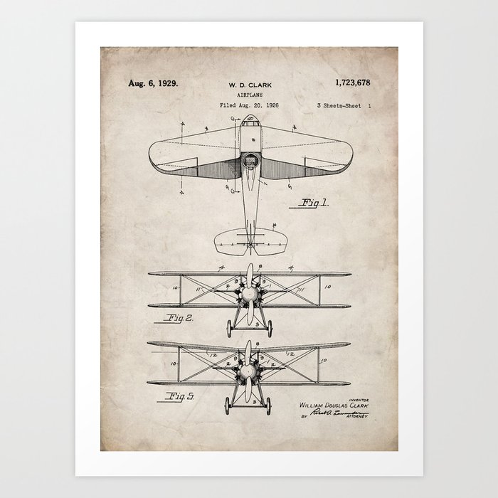 Biplane Patent - Aviation Art - Antique Art Print