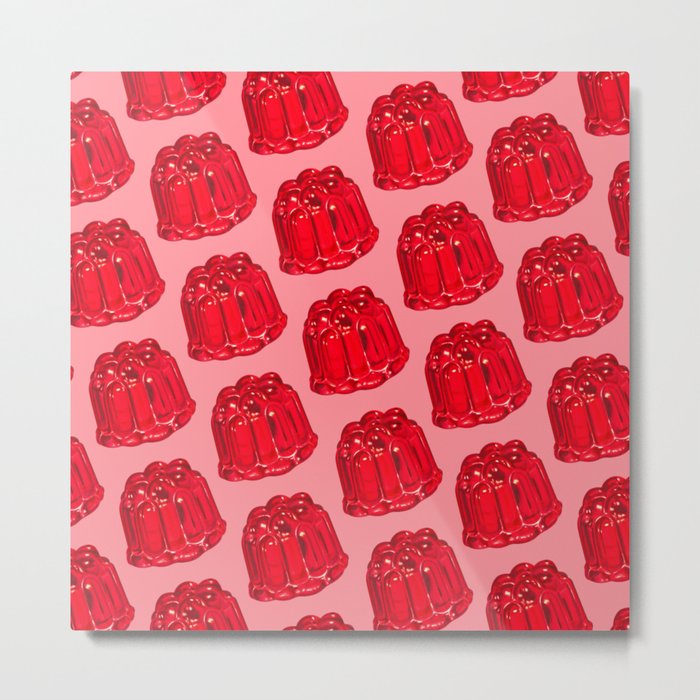 Red Jello Mold Pattern - Pink Metal Print