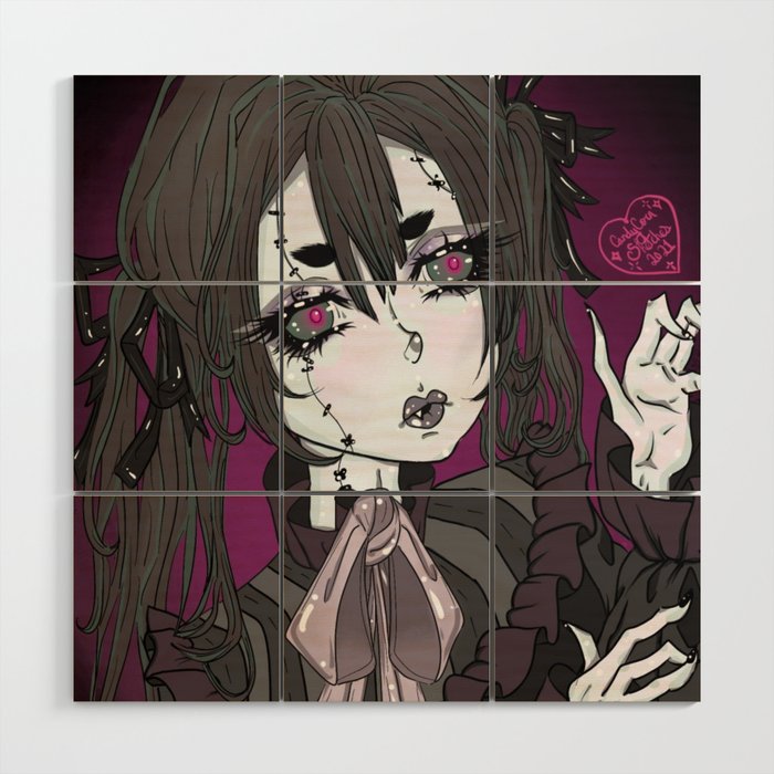 Zombie Anime Girl Wood Wall Art