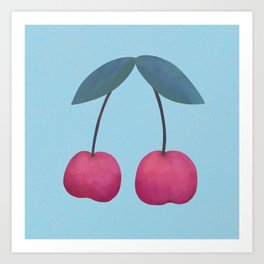 Together We Are Cherries - Blue Art Print