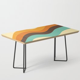 Retro 70s Style Abstract Rainbow in Orange, Brown, Light Blue and Yellow Coffee Table