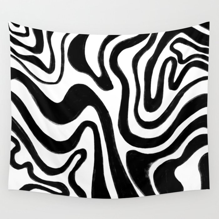 70s 60s Monochrome Swirl Wall Tapestry