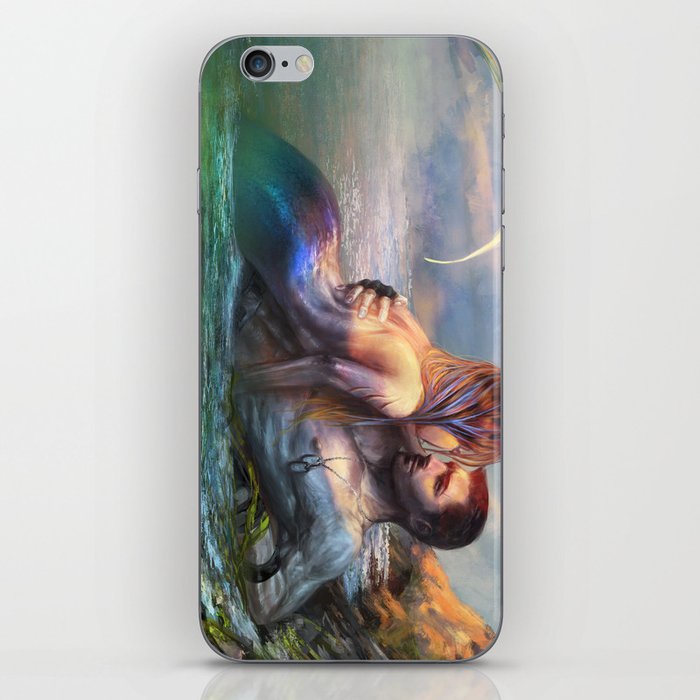 Take my breath away - Mermaid in love with soldier on the beach iPhone Skin